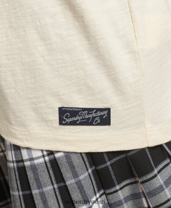 Superdry naised 90ndate logoga plaaster lahtiselt istuv T-särk B2LT46230 Riietus kreem