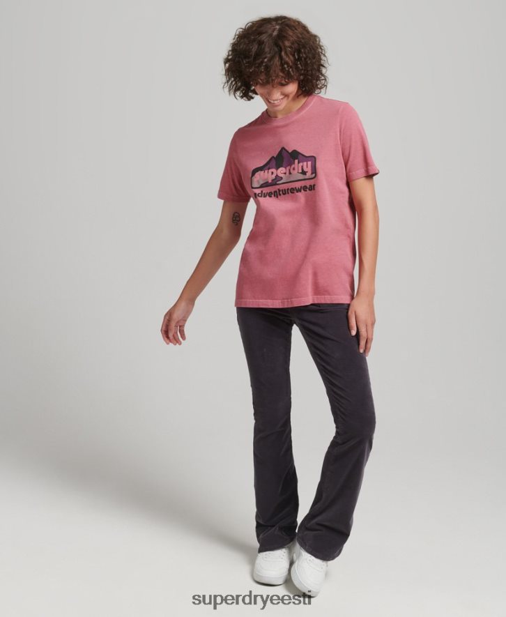 Superdry naised 90ndate maastikugraafika T-särk B2LT46210 Riietus roosa
