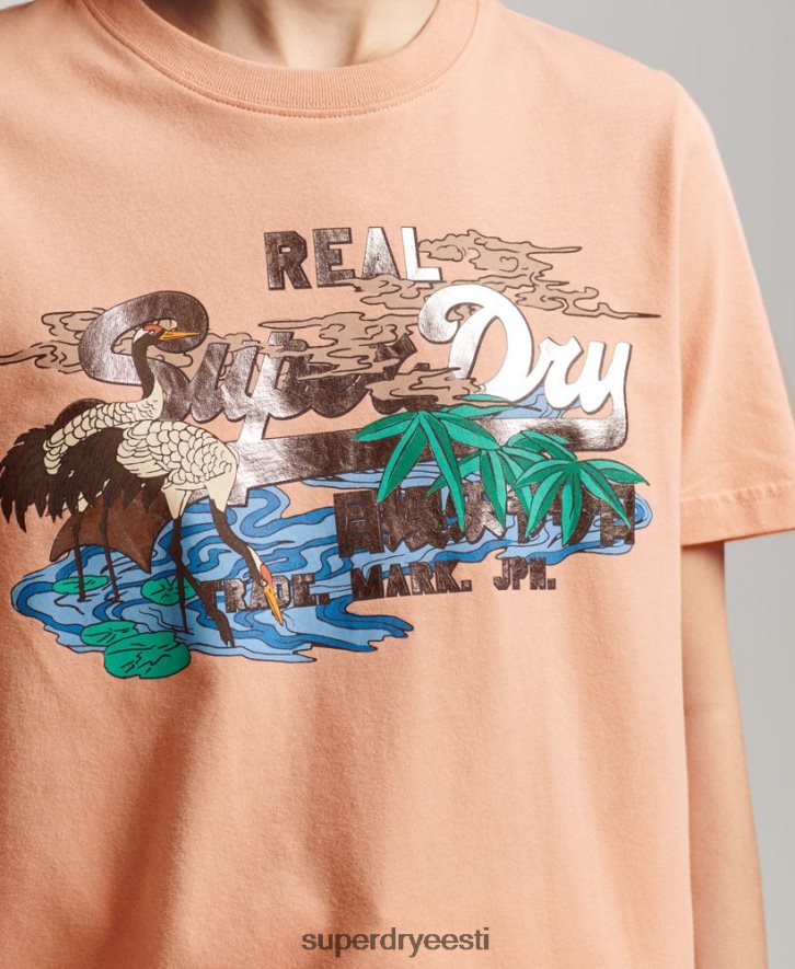 Superdry naised Jaapani vintage logoga graafiline T-särk B2LT42679 Riietus oranž