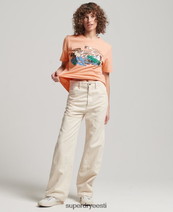 Superdry naised Jaapani vintage logoga graafiline T-särk B2LT42679 Riietus oranž