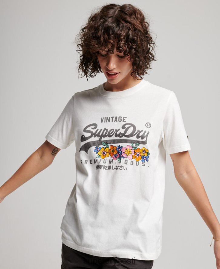 Superdry naised Vintage logoga esmaklassiline lilleline T-särk B2LT42684 Riietus kreem