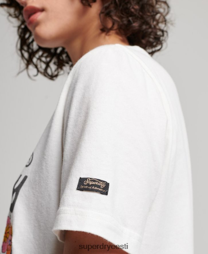 Superdry naised Vintage logoga esmaklassiline lilleline T-särk B2LT42684 Riietus kreem