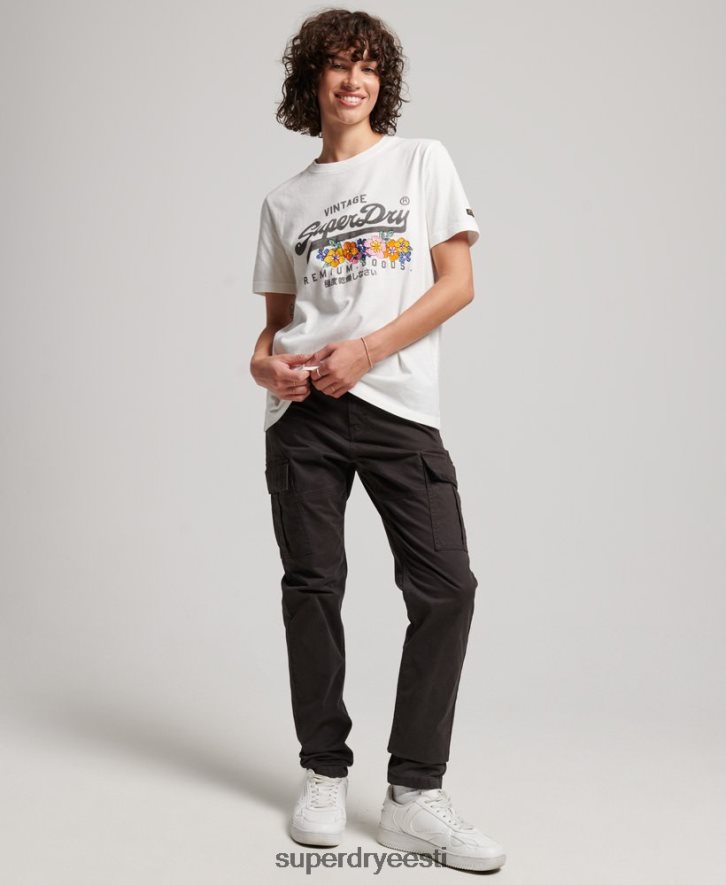 Superdry naised Vintage logoga esmaklassiline lilleline T-särk B2LT42684 Riietus kreem