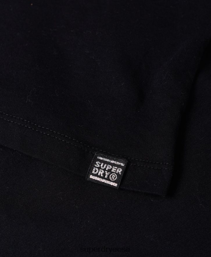 Superdry naised Vintage logoga varrukateibiga karbikujuline T-särk B2LT42866 Riietus must