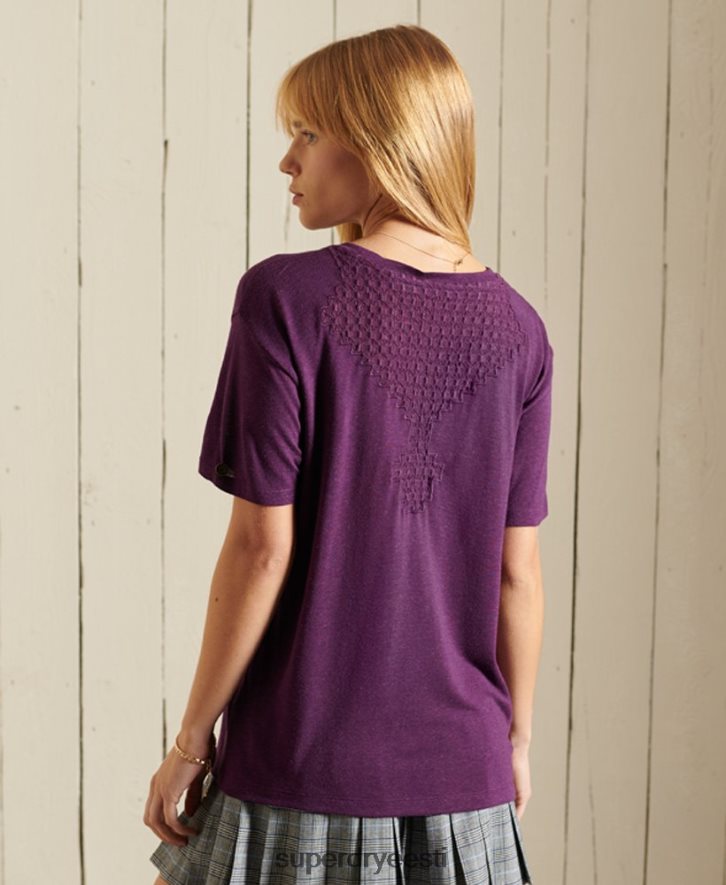 Superdry naised chevron lühikeste varrukatega pitsist trikootop B2LT42746 Riietus lilla