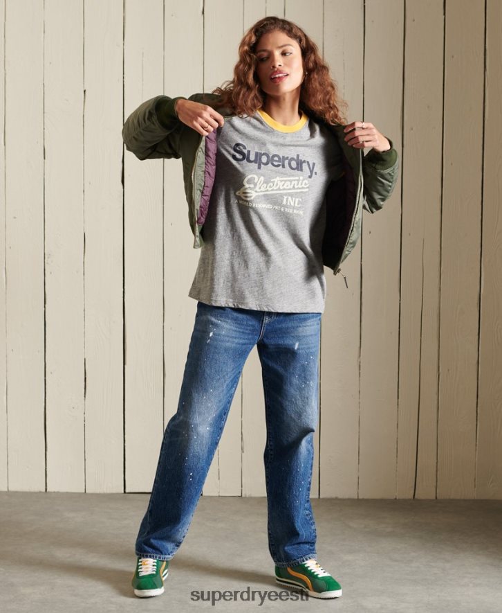Superdry naised core logo ameerika klassika ringer T-särk B2LT46304 Riietus hall