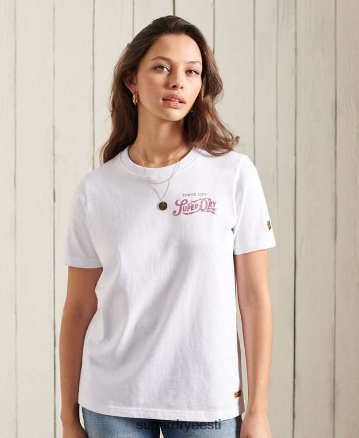Superdry naised glitter sparkle standard kaaluga t-särk B2LT42859 Riietus valge