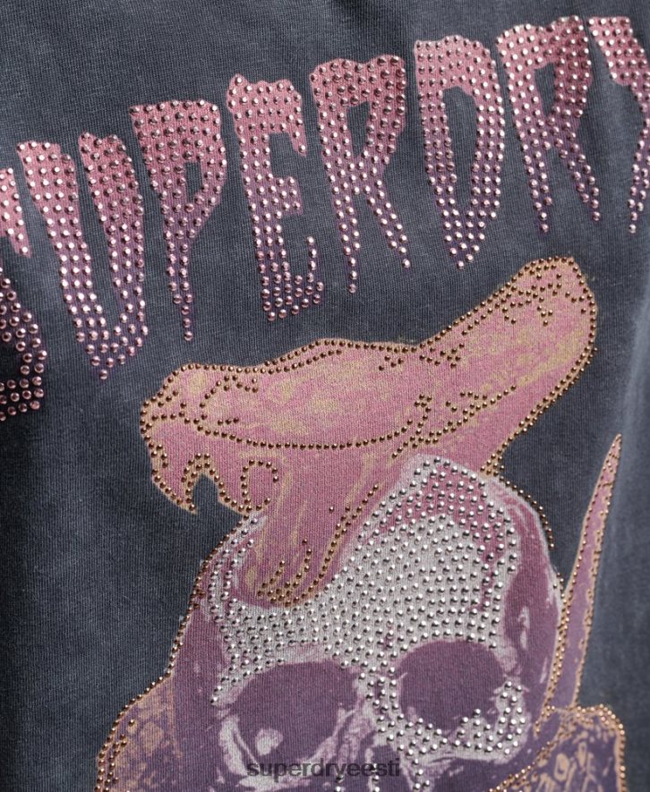 Superdry naised kaubamärgiga metallist t-särk B2LT46248 Riietus must