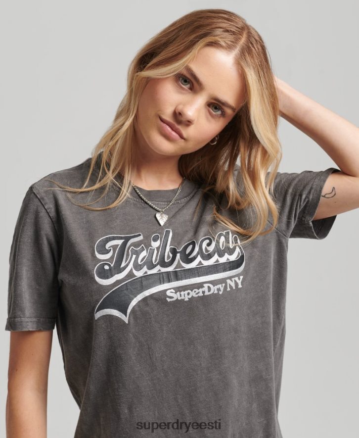Superdry naised kaunistatud graafilise logoga T-särk B2LT42810 Riietus tumehall