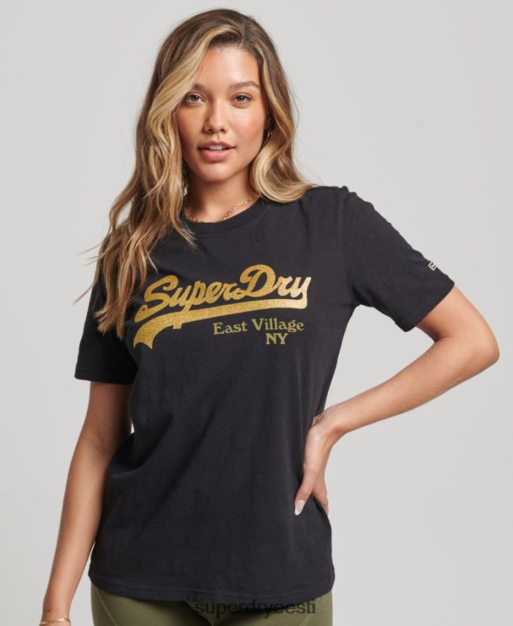 Superdry naised kaunistatud graafilise logoga T-särk B2LT46185 Riietus must