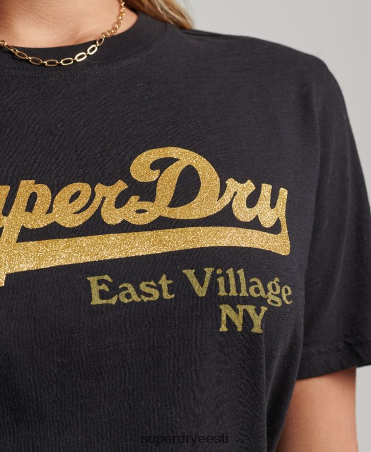 Superdry naised kaunistatud graafilise logoga T-särk B2LT46185 Riietus must