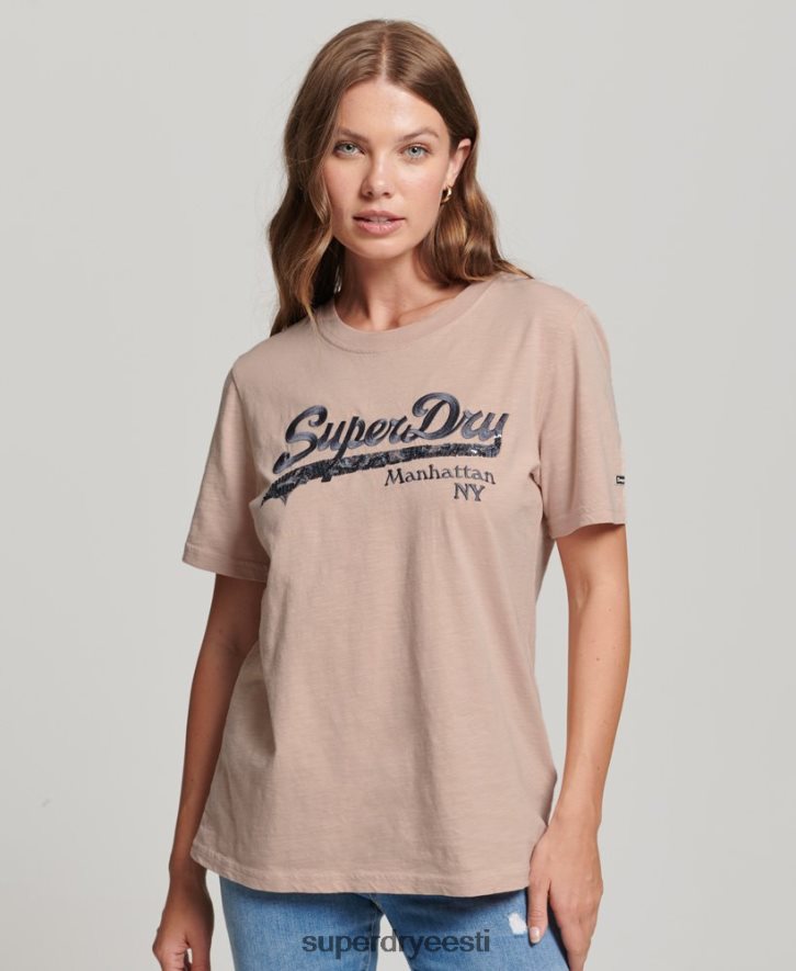 Superdry naised kaunistatud graafilise logoga T-särk B2LT46205 Riietus roosa