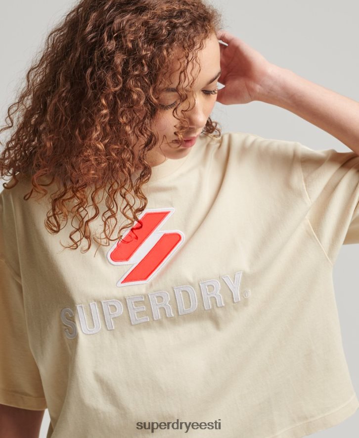 Superdry naised koodiga virnastatud boxy t-särk B2LT42776 Riietus kreem