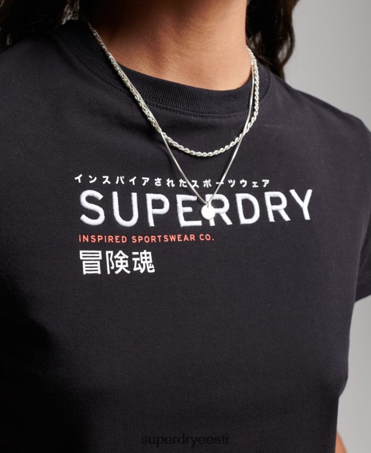 Superdry naised koodigraafikaga tikitud pisike T-särk B2LT42231 Riietus must