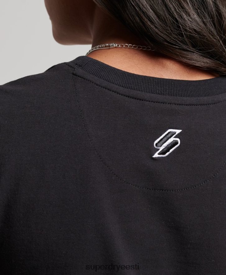 Superdry naised koodigraafikaga tikitud pisike T-särk B2LT42231 Riietus must