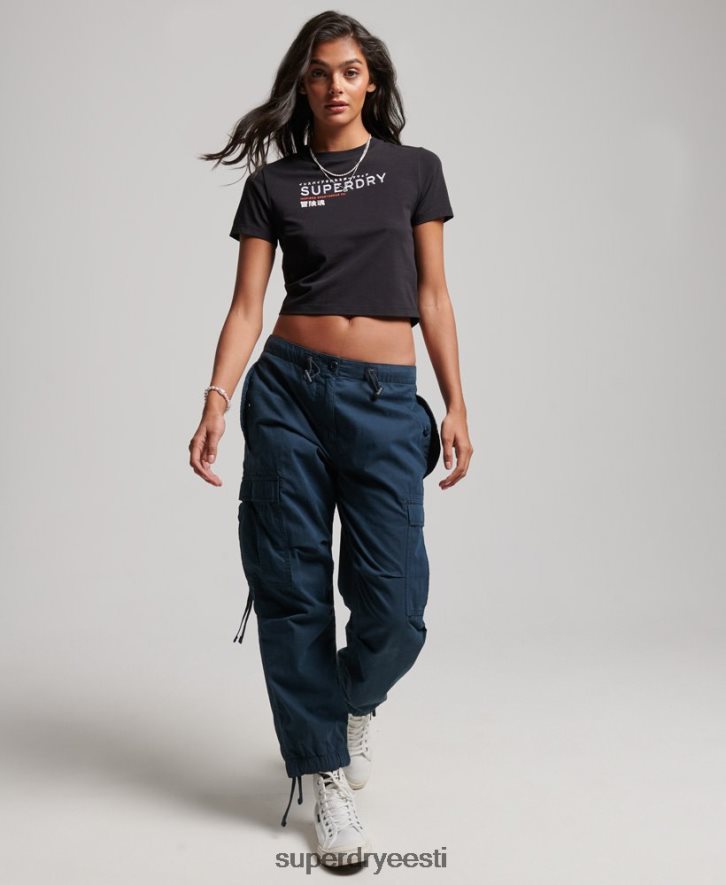 Superdry naised koodigraafikaga tikitud pisike T-särk B2LT42231 Riietus must