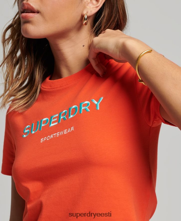 Superdry naised koodigraafikaga tikitud pisike T-särk B2LT42318 Riietus oranž