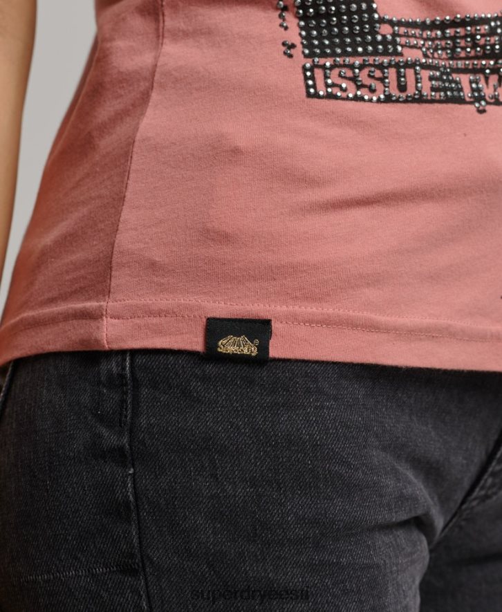 Superdry naised lo-fi plakat t-särk B2LT42698 Riietus roosa