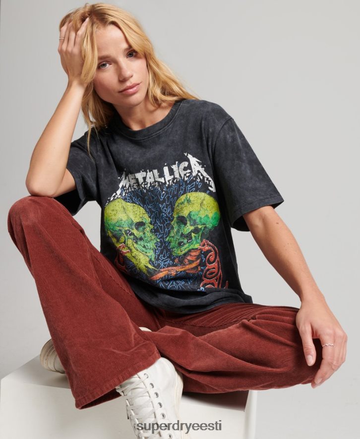 Superdry naised metallica limiteeritud väljaande bändi T-särk B2LT42855 Riietus must