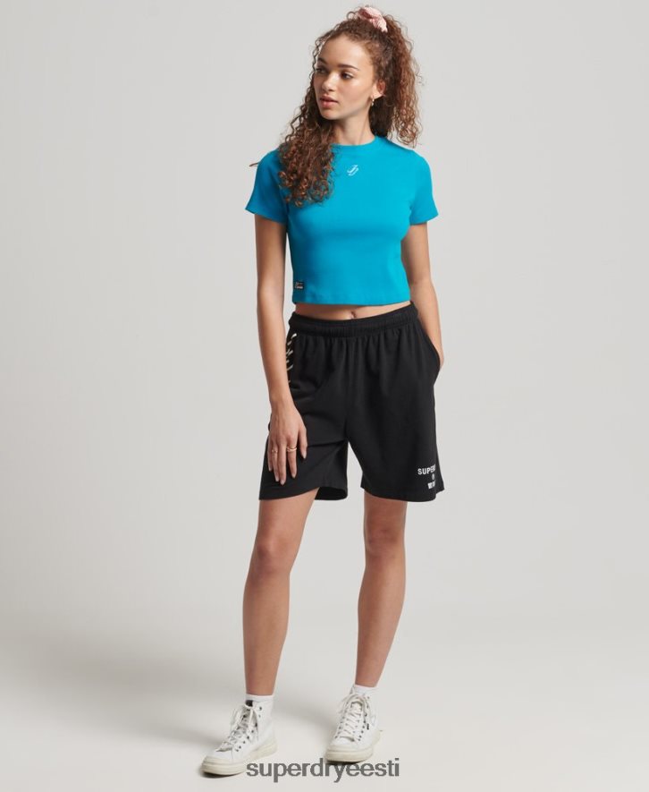 Superdry naised orgaanilisest puuvillast essentsiaalne liibuv crop t-särk B2LT42765 Riietus sinine