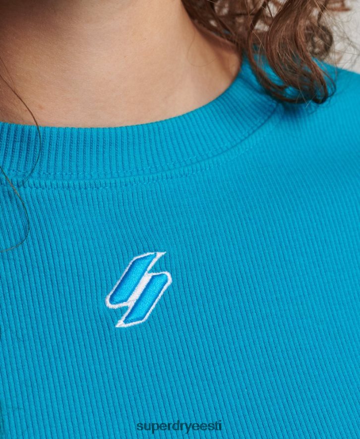 Superdry naised orgaanilisest puuvillast essentsiaalne liibuv crop t-särk B2LT42765 Riietus sinine