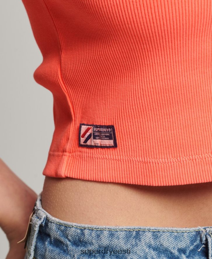 Superdry naised orgaanilisest puuvillast essentsiaalne liibuv crop t-särk B2LT46207 Riietus korallid