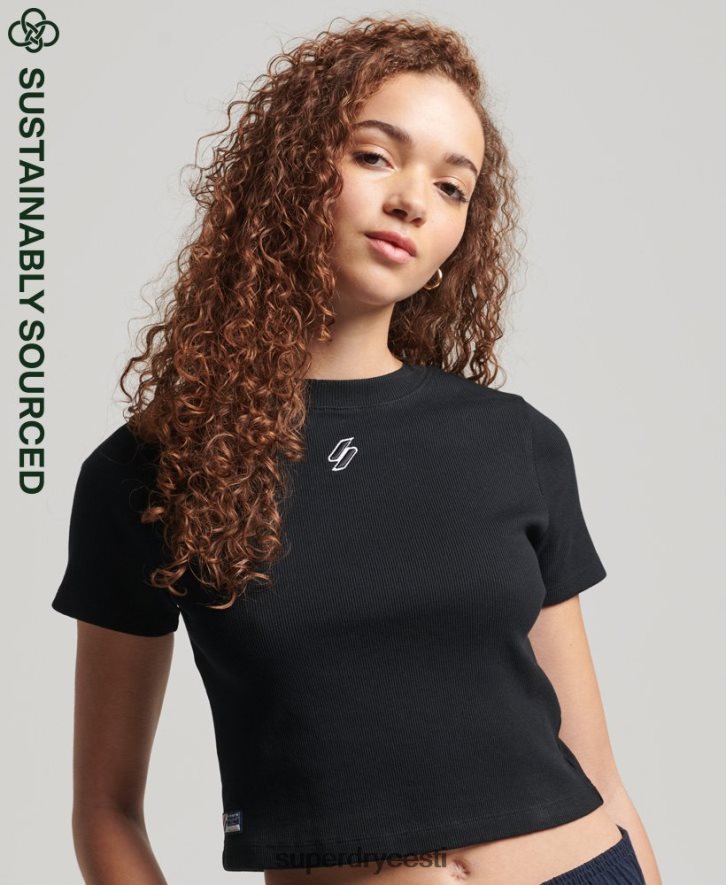 Superdry naised orgaanilisest puuvillast essentsiaalne liibuv crop t-särk B2LT46222 Riietus must