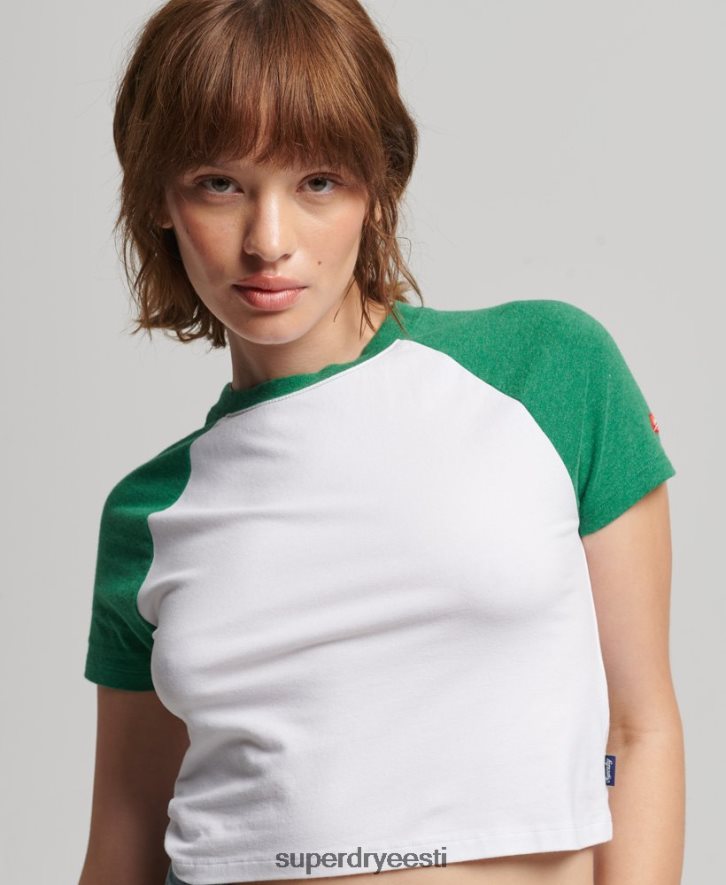 Superdry naised orgaanilisest puuvillast kärbitud pesapalli T-särk B2LT46291 Riietus roheline