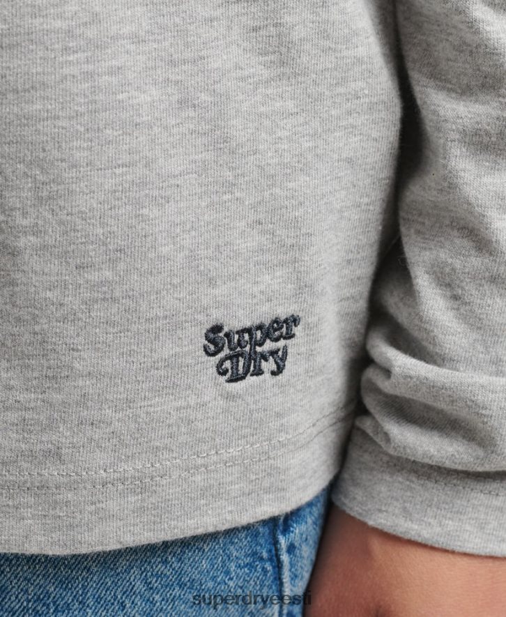 Superdry naised orgaanilisest puuvillast kalitriibuline 2.0 pikkade varrukatega topp B2LT46540 Riietus helehall