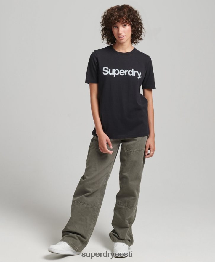Superdry naised orgaanilisest puuvillast südamikuga logoga T-särk B2LT42793 Riietus must
