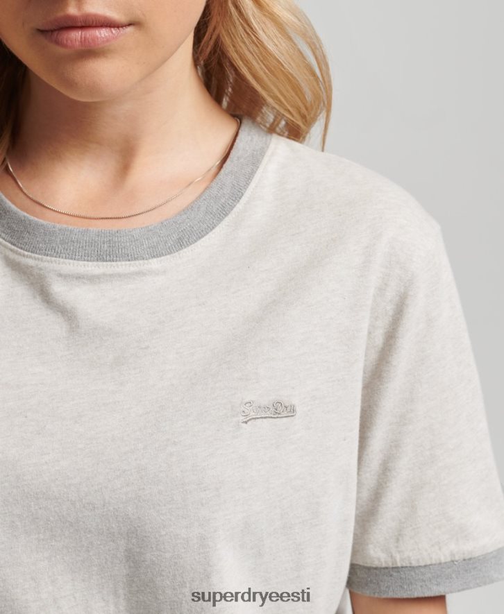 Superdry naised orgaanilisest puuvillast vintage logo ringer T-särk B2LT46196 Riietus helehall