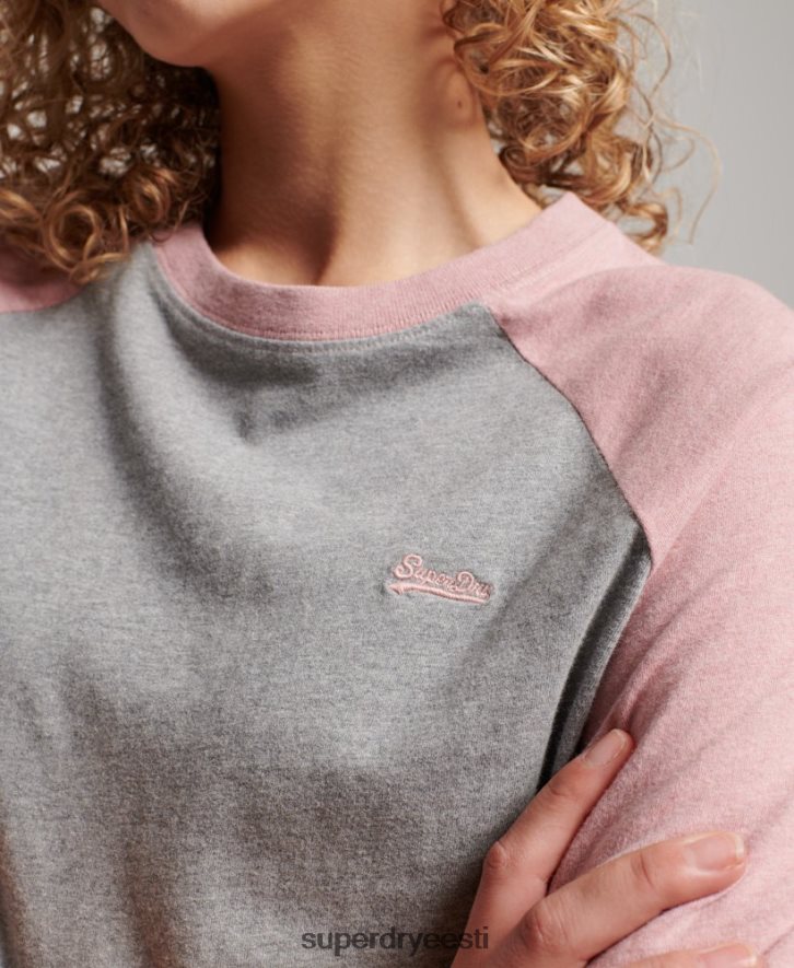 Superdry naised orgaanilisest puuvillast vintage pesapalli pikkade varrukatega topp B2LT42926 Riietus roosa