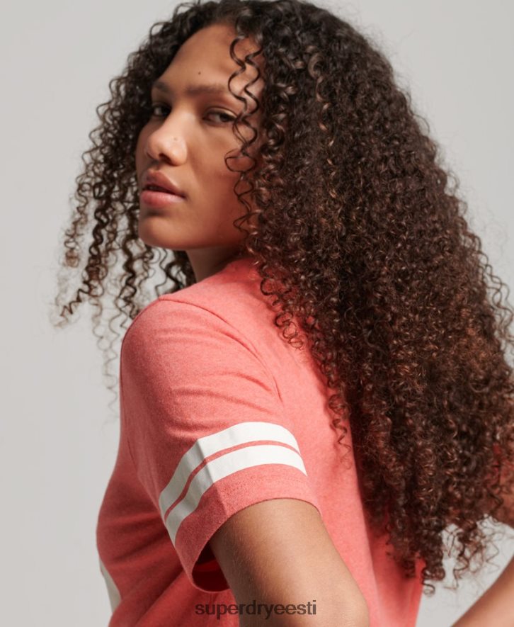 Superdry naised orgaanilisest puuvillast vintage stsenaariumiga kollegiaalne t-särk B2LT42247 Riietus korallid