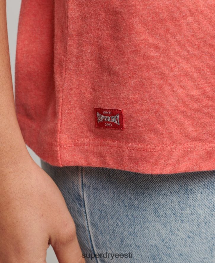 Superdry naised orgaanilisest puuvillast vintage stsenaariumiga kollegiaalne t-särk B2LT42247 Riietus korallid