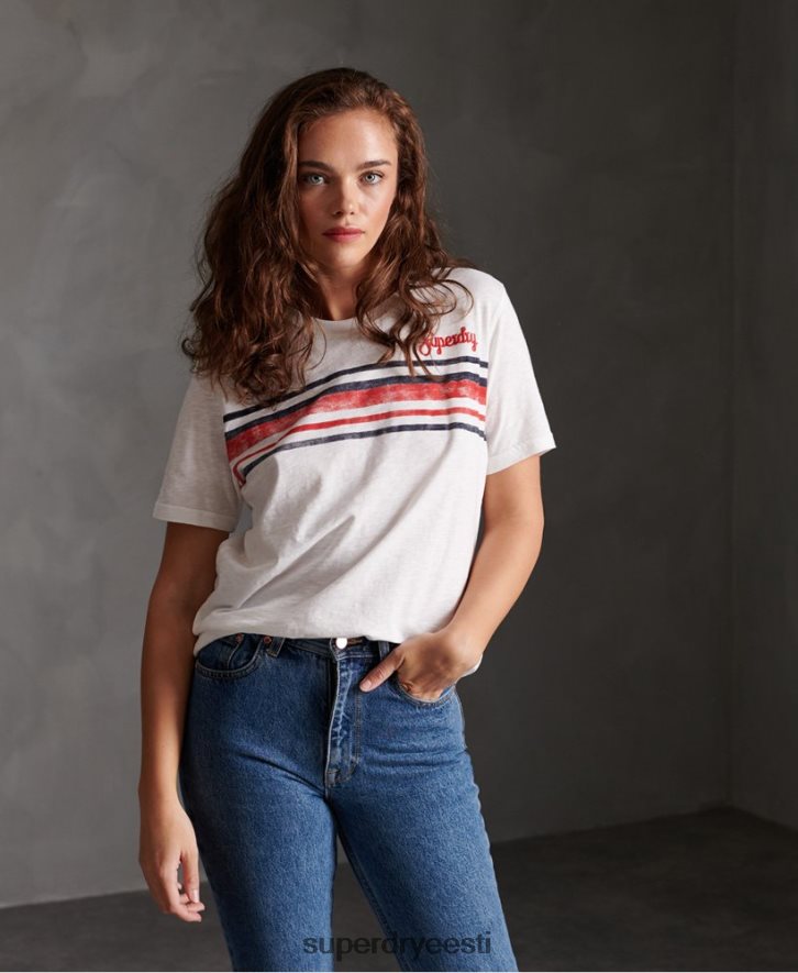 Superdry naised retro triibuline T-särk B2LT42830 Riietus valge