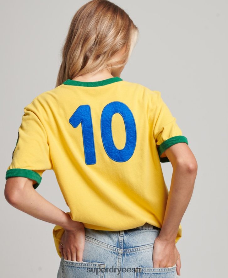 Superdry naised ringspun jalgpalli brasiilia mängupäeva t-särk B2LT42828 Riietus kollane