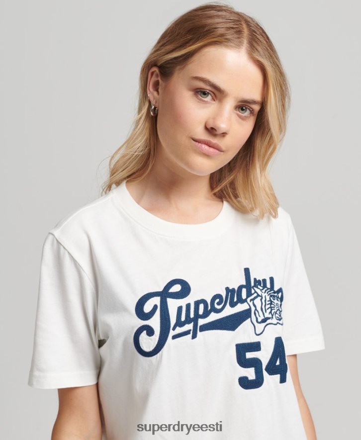 Superdry naised stsenaariumi stiilis kolledži T-särk B2LT42777 Riietus valge