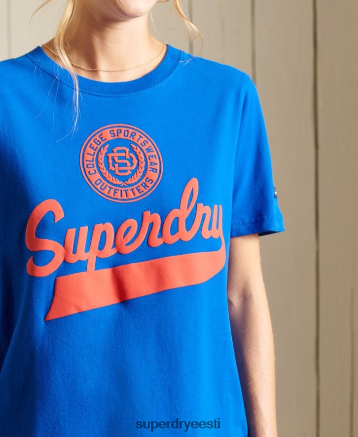 Superdry naised stsenaariumi stiilis kolledži T-särk B2LT42779 Riietus sinine