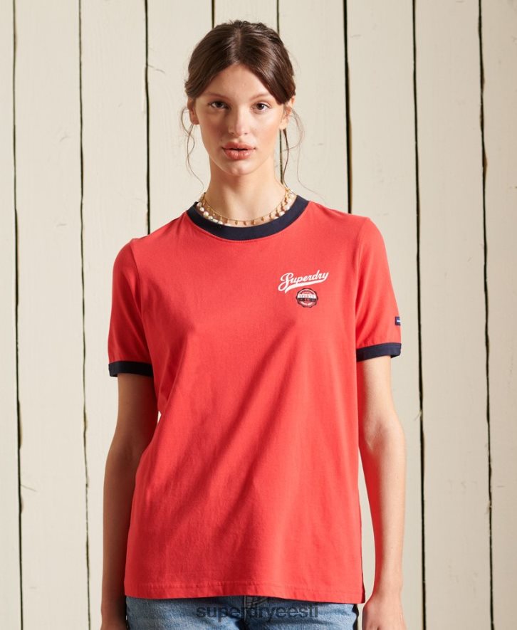 Superdry naised stsenaariumi stiilis kolledži T-särk B2LT42857 Riietus punane