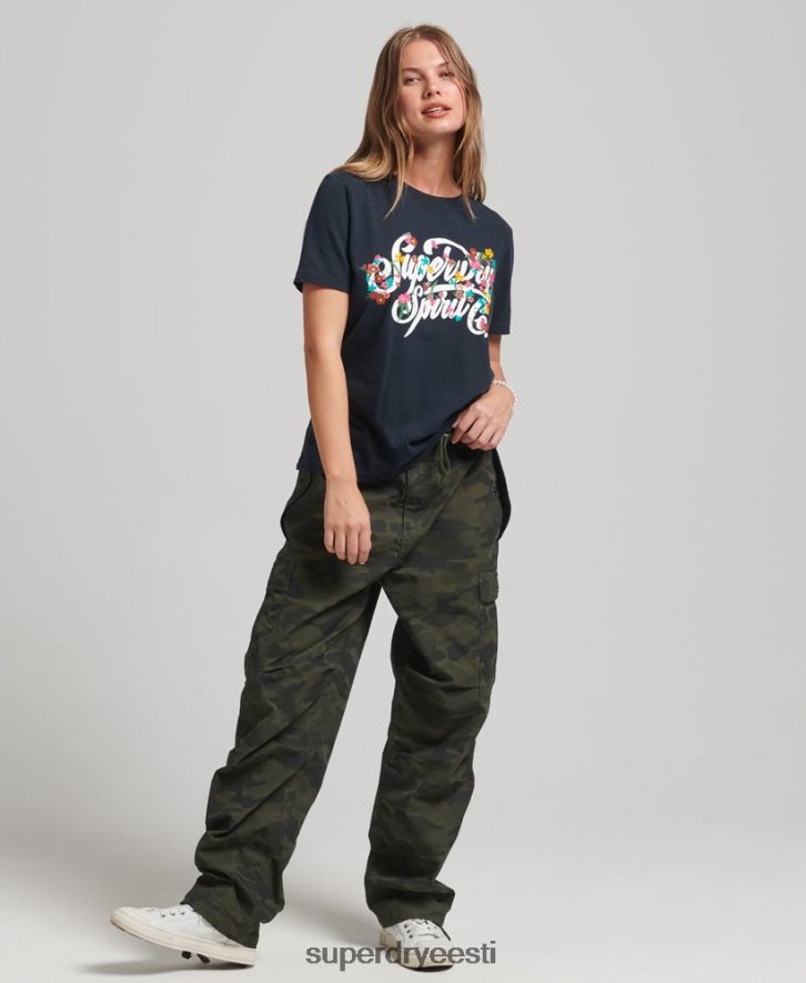 Superdry naised stsenaariumi stiilis lilleline T-särk B2LT46187 Riietus merevägi