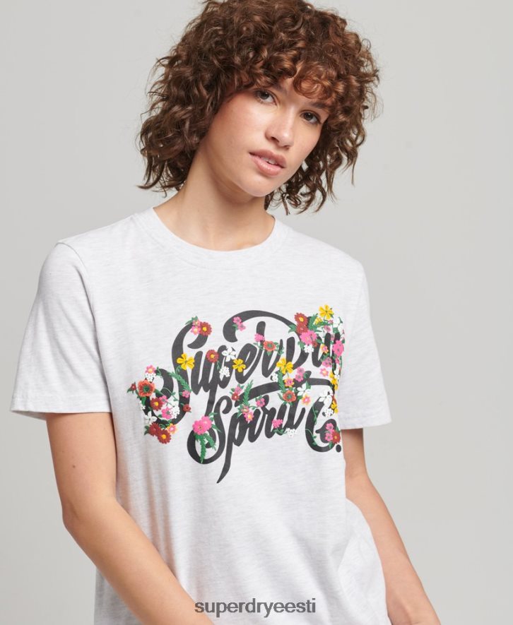 Superdry naised stsenaariumi stiilis lilleline T-särk B2LT46277 Riietus helehall