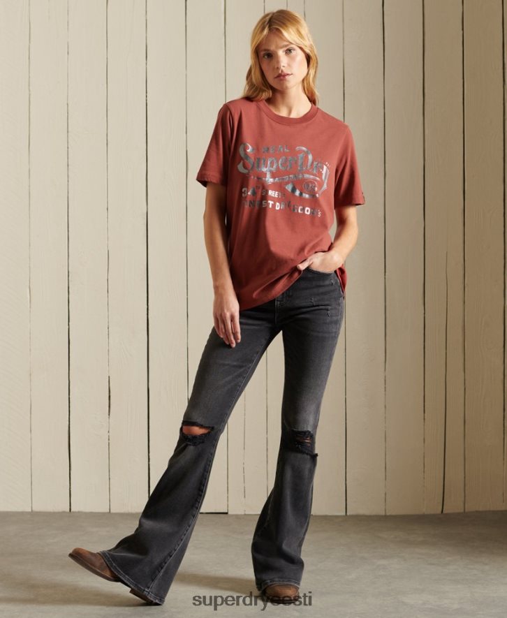 Superdry naised stsenaariumi stiilis tööriiete fooliumist t-särk B2LT42771 Riietus punane