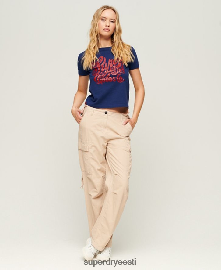 Superdry naised töörõivaste stsenaariumiga graafiline T-särk B2LT41971 Riietus merevägi