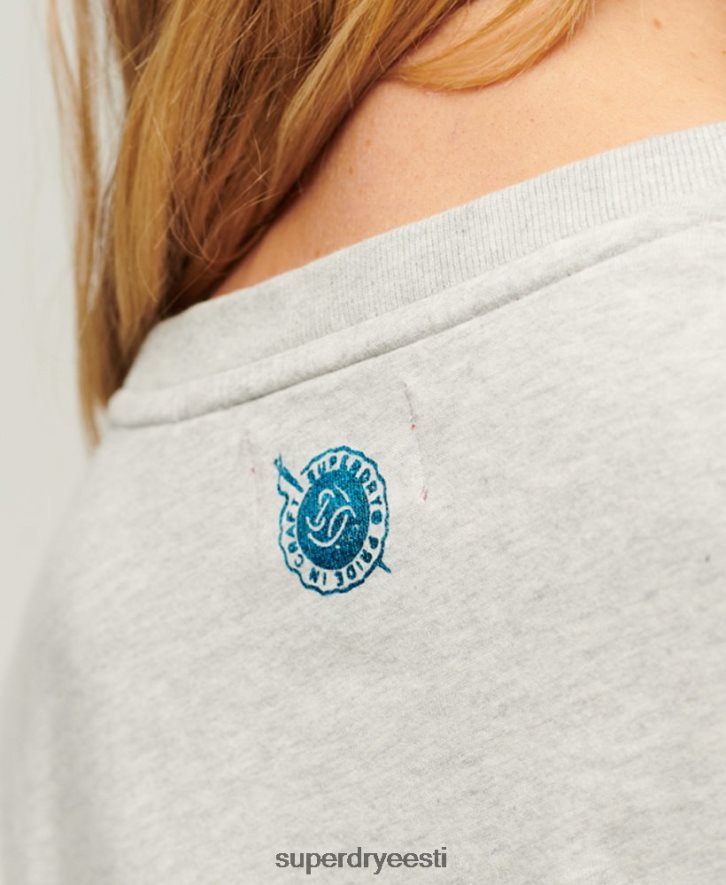 Superdry naised töörõivaste stsenaariumiga graafiline T-särk B2LT42115 Riietus helehall