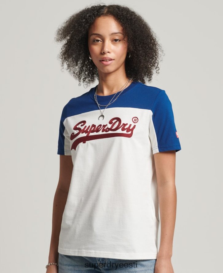 Superdry naised vanaaegse logoga kollegiaalne t-särk B2LT42763 Riietus kreem