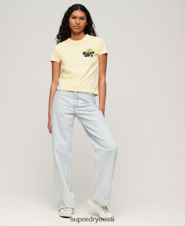 Superdry naised vikerkaare 90ndate t-särk B2LT42637 Riietus kollane