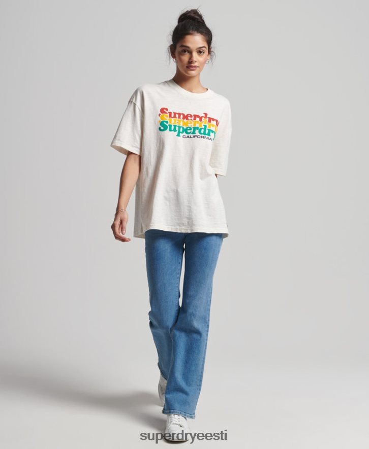 Superdry naised vintage Cali triibuline T-särk B2LT46191 Riietus valge