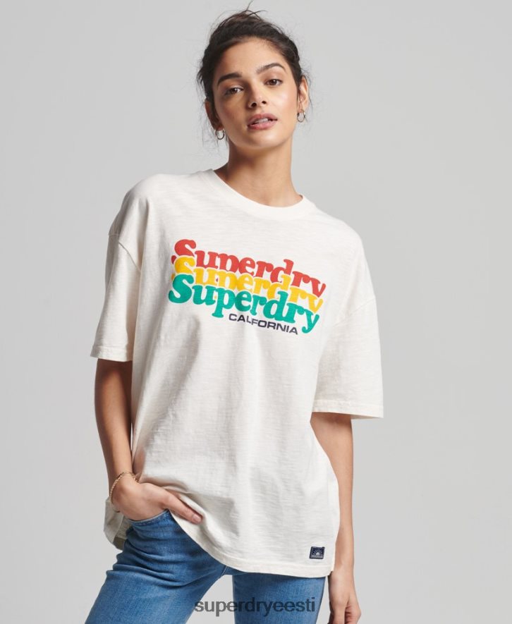 Superdry naised vintage Cali triibuline T-särk B2LT46191 Riietus valge