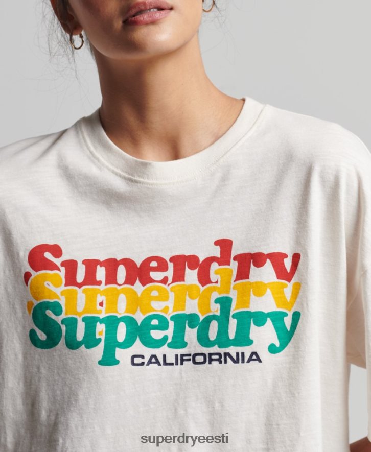Superdry naised vintage Cali triibuline T-särk B2LT46191 Riietus valge