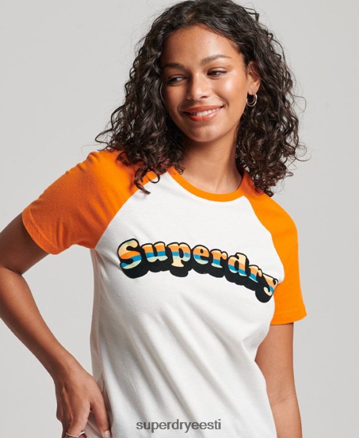 Superdry naised vintage cooper klassikaline raglaani T-särk B2LT42783 Riietus oranž